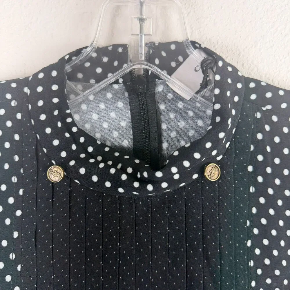 Coach 0 Polka Dot Bib Dress Long Sleeve Mini Shift Women’s Party Designer Preppy